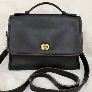 Coach Vintage Court Bag 9870 Crossbody Satchel Black Leather